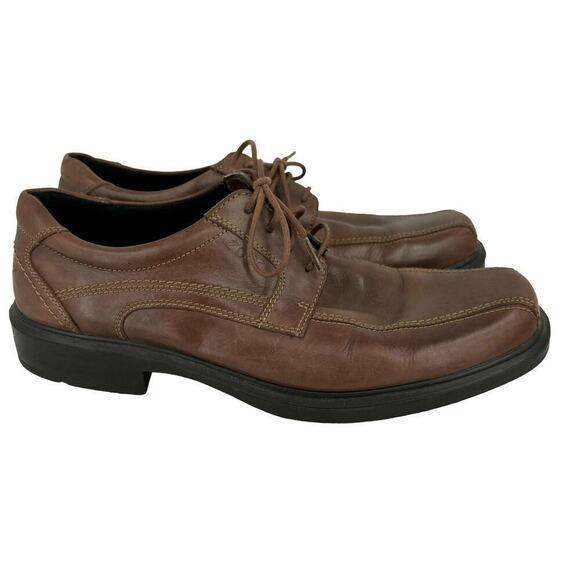 Ecco Other - ECCO Helsinki Tie Oxfords Leather Derby Shoes Bicycle Toe Brown Men's EU 45